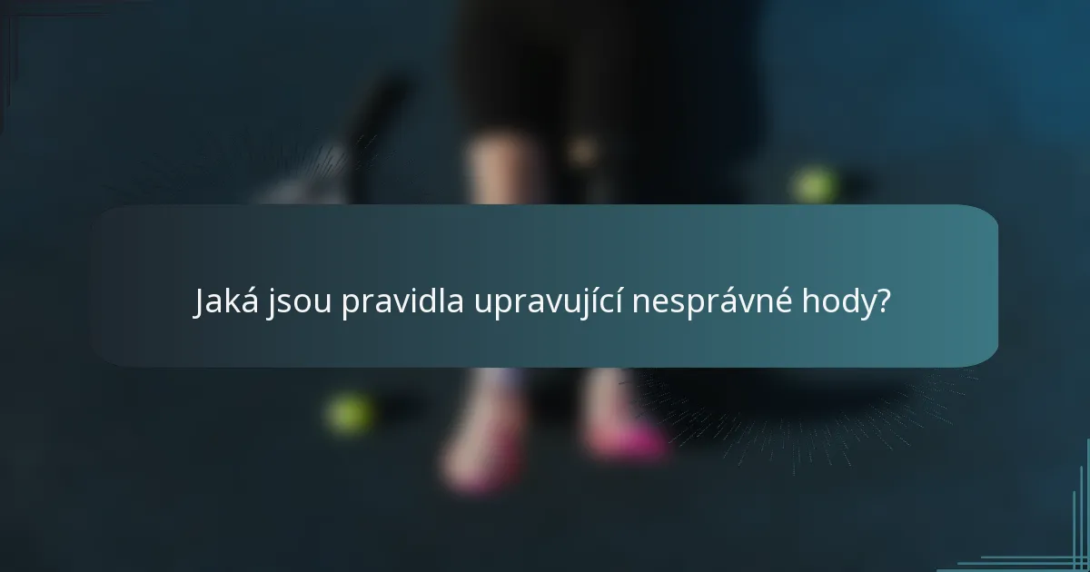 Jaká jsou pravidla upravující nesprávné hody?