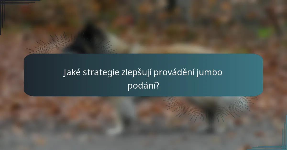 Jaké strategie zlepšují provádění jumbo podání?